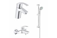 Набор смесителей для ванны GROHE Eurosmart с душевым гарнитуром, хром (124446) Набор смесителей для ванны GROHE Eurosmart с душевым гарнитуром, хром (124446)