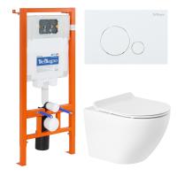 Комплект 4 в 1 Унитаз подвесной BelBagno SFERA-R с сиденьем BB2111SC + Система инсталляции для унитазов BelBagno BB002-80 с кнопкой смыва BB014-SR-BIANCO Комплект 4 в 1 Унитаз подвесной BelBagno SFERA-R с сиденьем BB2111SC + Система инсталляции для унитазов BelBagno BB002-80 с кнопкой смыва BB014-SR-BIANCO
