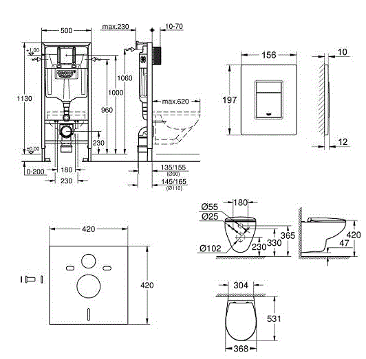 картинка Комплект унитаза с инсталляцией Grohe Solido Compact с сиденьем Микролифт и клавишей смыва Хром (39586000) картинка Комплект унитаза с инсталляцией Grohe Solido Compact с сиденьем Микролифт и клавишей смыва Хром (39586000)