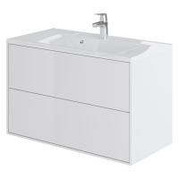 Комплект тумба подвесная Итана Mia 90 (898х445х80) с раковиной Milen 900, белый глянец (743309) Комплект тумба подвесная Итана Mia 90 (898х445х80) с раковиной Milen 900, белый глянец (743309)