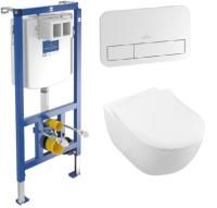 Сет: Villeroy&Boch SUBWAY 2.0 Унитаз подвесной безободковый+инсталляция+клавиша смыва хром глянец Сет: Villeroy&Boch SUBWAY 2.0 Унитаз подвесной безободковый+инсталляция+клавиша смыва хром глянец