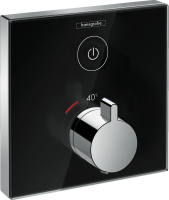 15737600 ShowerSelect Glass Термостат ShowerSelect для одного потребителя, стеклянный, СМ, черный/хром 15737600 ShowerSelect Glass Термостат ShowerSelect для одного потребителя, стеклянный, СМ, черный/хром