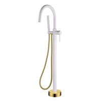 Напольный смеситель для ванны с душем Boheme UNO WHITE Gold 469-WG Напольный смеситель для ванны с душем Boheme UNO WHITE Gold 469-WG