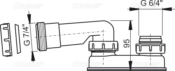 картинка Гидрозатвор Alcadrain (A53-7/4") картинка Гидрозатвор Alcadrain (A53-7/4")