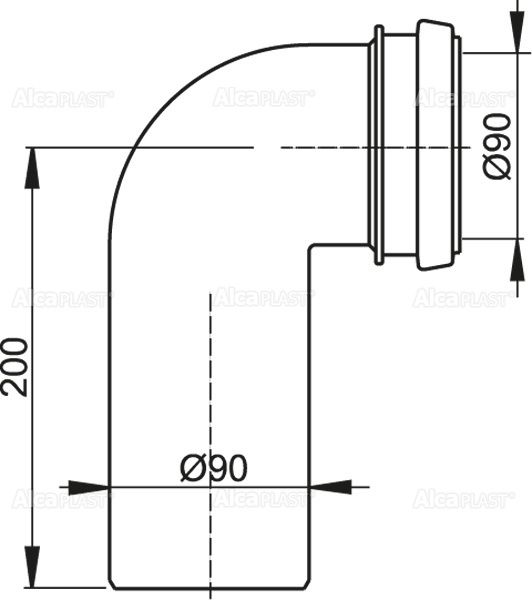 картинка Стоковое колено Alcadrain 90/90, черный (M908) картинка Стоковое колено Alcadrain 90/90, черный (M908)