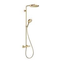 Душевая колонна Hansgrohe Raindance Select S Showerpipe 240 1 jet with PowderRain, с термостатом, полированное золото (27633990) Душевая колонна Hansgrohe Raindance Select S Showerpipe 240 1 jet with PowderRain, с термостатом, полированное золото (27633990)