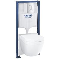 Комплект унитаза Grohe Euro Ceramic Solido с инсталляцией с сиденьем Микролифт с клавишей Хром (39536000) Комплект унитаза Grohe Euro Ceramic Solido с инсталляцией с сиденьем Микролифт с клавишей Хром (39536000)