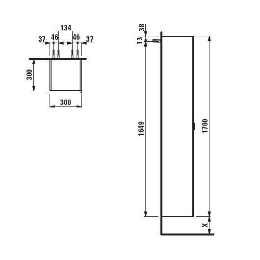 картинка Пенал Laufen Space 30х30х170 Подвесной Орех (4109011601011) 