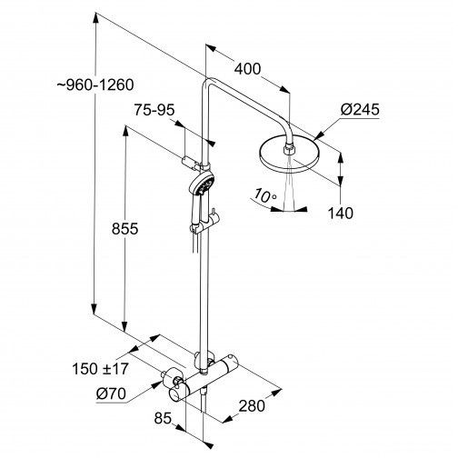картинка Душевая стойка KLUDI LOGO DUAL SHOWER SYSTEM с термостатом, черный матовый (6808239-00) 