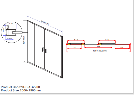 картинка Душевая дверь Garda VDS-1G2200CH, 2000, хром, стекло шиншилла картинка Душевая дверь Garda VDS-1G2200CH, 2000, хром, стекло шиншилла