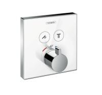 15738400 ShowerSelect Glass Термостат ShowerSelect для двух потребителей, стеклянный, СМ (белый) 15738400 ShowerSelect Glass Термостат ShowerSelect для двух потребителей, стеклянный, СМ (белый)