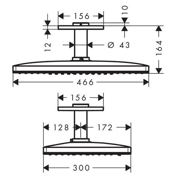 картинка Верхний душ Rainmaker Select 460 3jet с потолочным подсоединением, черный / хром (24006600) картинка Верхний душ Rainmaker Select 460 3jet с потолочным подсоединением, черный / хром (24006600)
