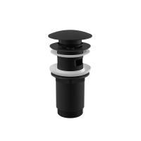 Alcadrain A392BLACK Донный клапан сифона для умывальника CLICK/CLACK 5/4", цельнометаллический с переливом и большой черной заглушкой Alcadrain A392BLACK Донный клапан сифона для умывальника CLICK/CLACK 5/4", цельнометаллический с переливом и большой черной заглушкой