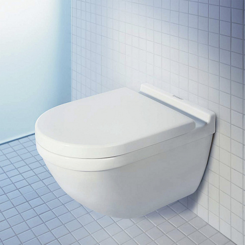 картинка Подвесной унитаз Rimless Duravit Starck-3 безободковый с крышкой-сиденьем soft close (45270900A1) картинка Подвесной унитаз Rimless Duravit Starck-3 безободковый с крышкой-сиденьем soft close (45270900A1)