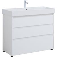 Тумба под раковину Aquanet Nova Lite 100 белый глянец (3 ящика) Тумба под раковину Aquanet Nova Lite 100 белый глянец (3 ящика)