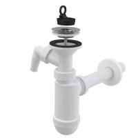 Сифон для раковины Alcadrain DN32 со штуцером и нержавеющей peшeткой DN63 (A410P)