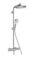 27268000 Crometta S 240 1jet Showerpipe, EcoSmart, 9 л/мин, душевая система для душа с термостатом 27268000 Crometta S 240 1jet Showerpipe, EcoSmart, 9 л/мин, душевая система для душа с термостатом