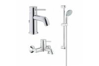 Набор смесителей GROHE BauClassic с душевым гарнитуром, хром (124404) Набор смесителей GROHE BauClassic с душевым гарнитуром, хром (124404)