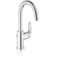 Смеситель для раковины Grohe BAU Curve Керамический картридж со сливным гарнитуром Хром (23090000)