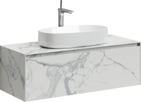 Тумба подвесная SANCOS Stone из керамогранита со столешницей из керамогранита 1200х400х495, керамогранит Statuario white Тумба подвесная SANCOS Stone из керамогранита со столешницей из керамогранита 1200х400х495, керамогранит Statuario white