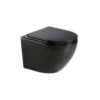 Унитаз подвесной Azario Grado 490х370х360 безободковый с сиденьем микролифт, черный матовый (AZ-0046-MB) Унитаз подвесной Azario Grado 490х370х360 безободковый с сиденьем микролифт, черный матовый (AZ-0046-MB)