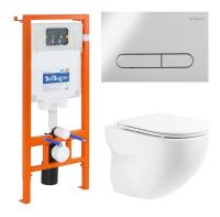Комплект 4 в 1 Унитаз подвесной BelBagno ONDA BB066CHR с сиденьем BB870SC + Система инсталляции для унитазов BelBagno BB002-80 с кнопкой смыва BB005-PR-CH Комплект 4 в 1 Унитаз подвесной BelBagno ONDA BB066CHR с сиденьем BB870SC + Система инсталляции для унитазов BelBagno BB002-80 с кнопкой смыва BB005-PR-CH