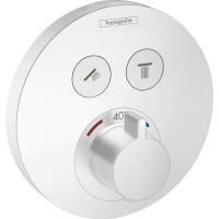 Термостат ShowerSelect S, для 2 потребителей, СМ, белый матовый 15743700 Термостат ShowerSelect S, для 2 потребителей, СМ, белый матовый 15743700